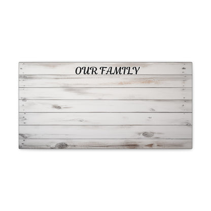 Our Family Canvas Gallery Wrap, Rustic Home Decor, Wall Art for Family Room, Personalized Gift, Housewarming Present, Family Quotes
