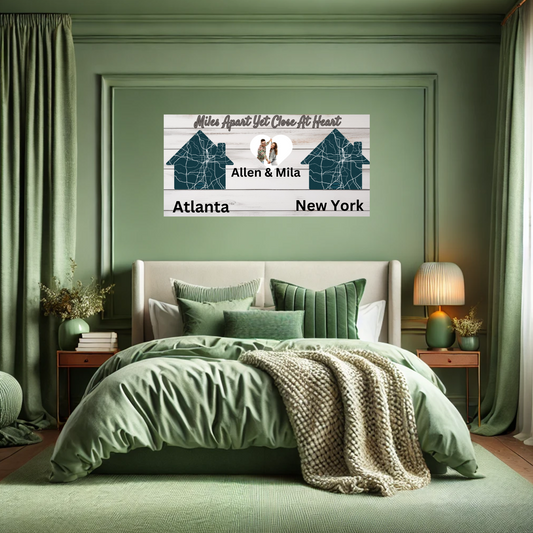 Best Friends Personalized Canvas Prints - miles apart close in heart for going Away Housewarming Gift
