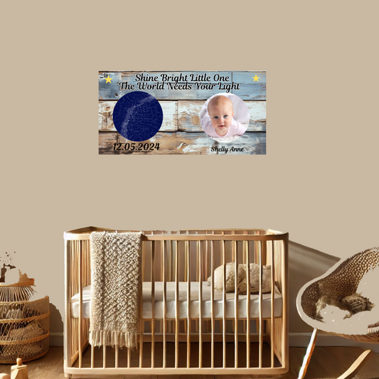 Birth  Star Chart Shine Bright Little One Star Chart Canvas Gallery Wraps Baby Child Wall Art